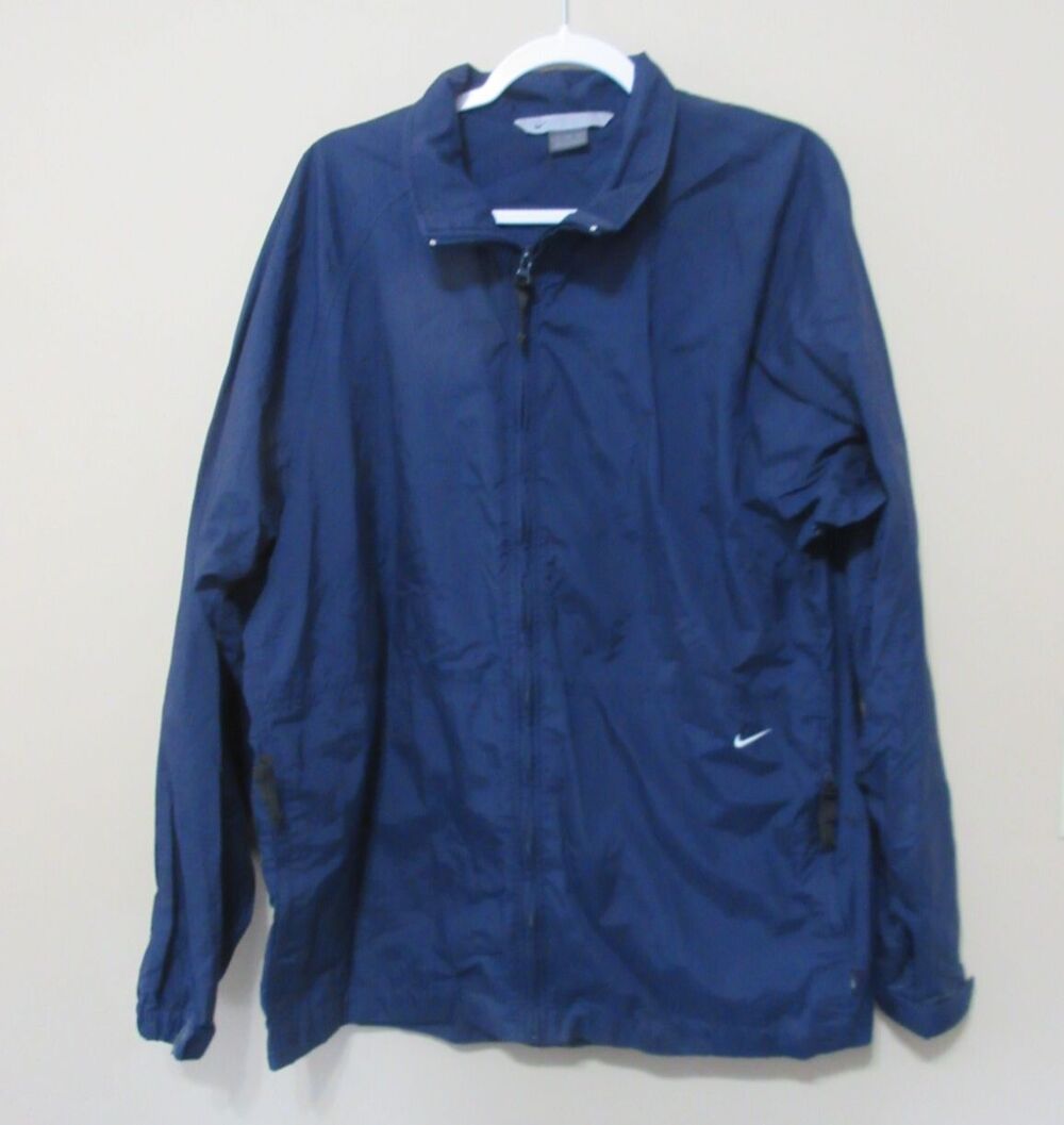 Nike FOPAS Full Zip Windbreaker Mens XL Navy Pockets 100% Nylon